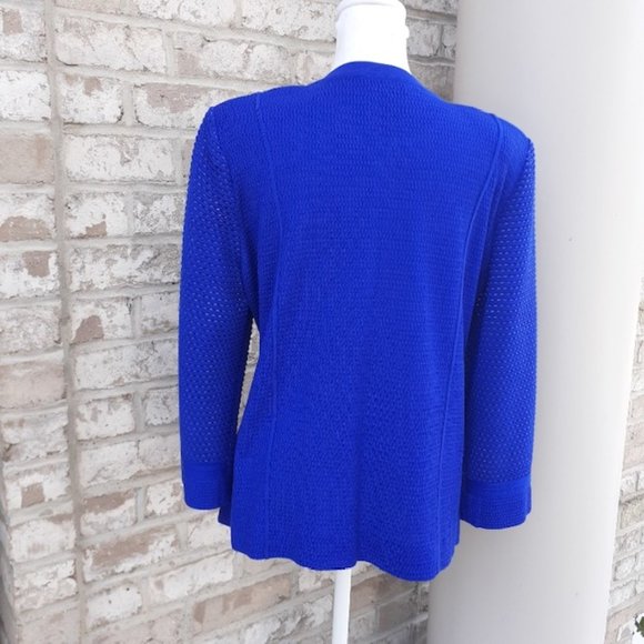 Misook Cobalt Blue Knit Jacket Petite Large - PL - Picture 7 of 15